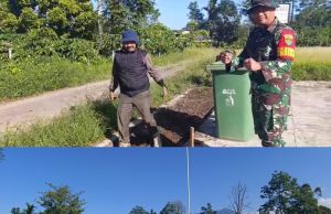 Koramil 422-05 Belalau Gelar Gotong Royong di kecamatan Batu ketulis dalam Rangka Radin Inten Asri