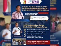 Bupati Qudrotul Ikhwan Puji Konsistensi Program Jumat Berkah SMSI Saat Buka Rakerda SMSI Tulang Bawang